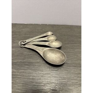 Set of 4 VTG‎ US Standard Measuring Spoons Aluminum Nesting Retro 1950's 5"